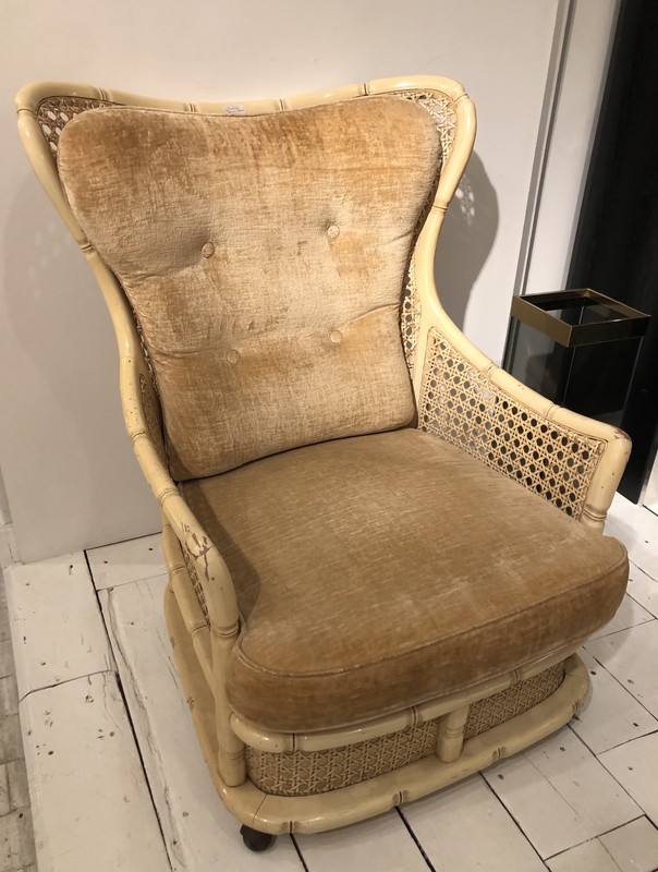 S 811 rattan and velvet armchair 