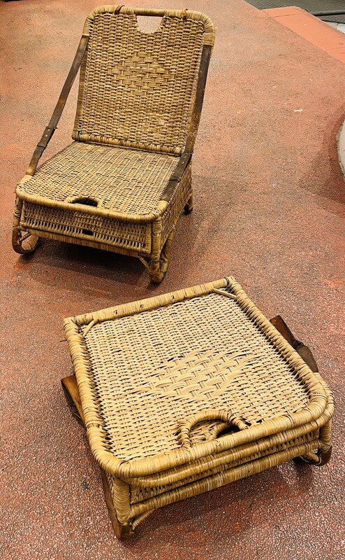 S 890 APO pair of rattan and leather seats, 1920’s