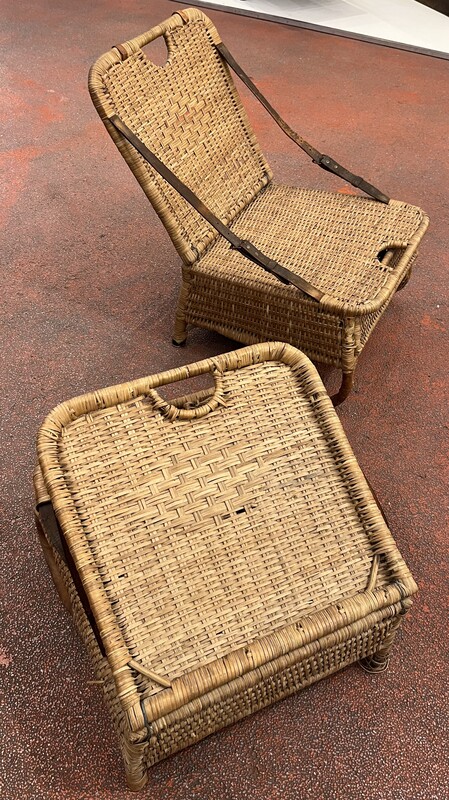 S 890 APO pair of rattan and leather seats, 1920’s