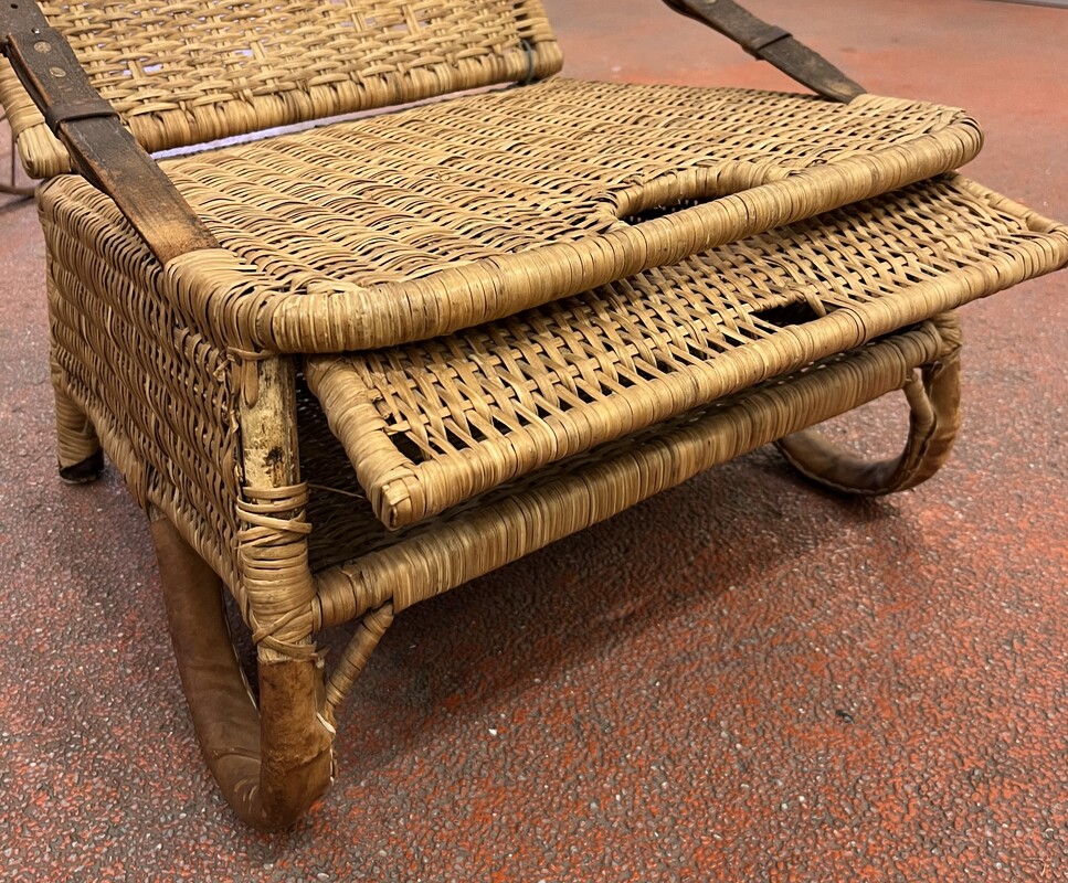 S 890 APO pair of rattan and leather seats, 1920’s